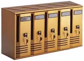 Cassetta Postale Multiunita Alubox Serie Cubo 5 per Interni in Alluminio Oro L: 52 cm, P: 17,5 cm, H: 30 cm