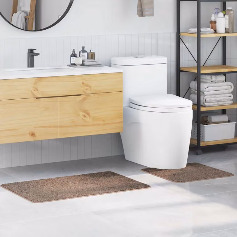 Set di 2 tappetini antiscivolo per il bagno vidaXL, Marrone, Lavabili in lavatrice