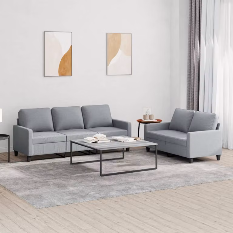 Set di 2 divani vidaXL in tessuto grigio con cuscini per soggiorno in stile moderno