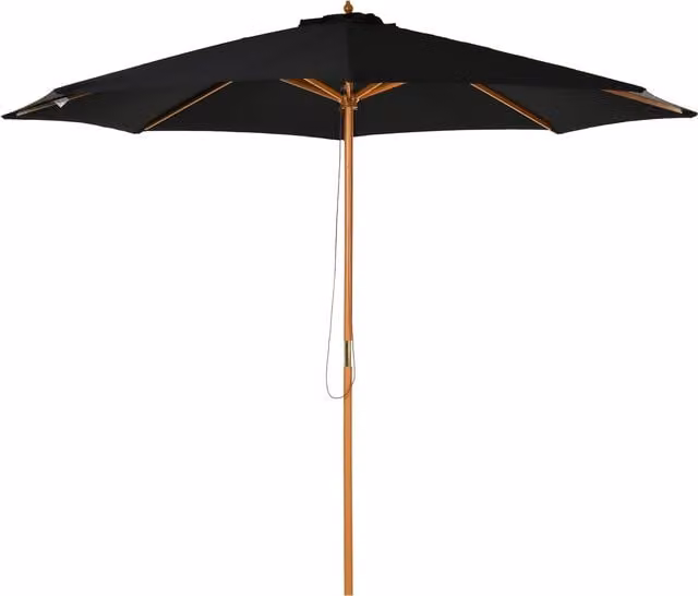 Ombrellone da giardino Outsunny con palo in legno e copertura in poliestere, diametro 3 m, nero