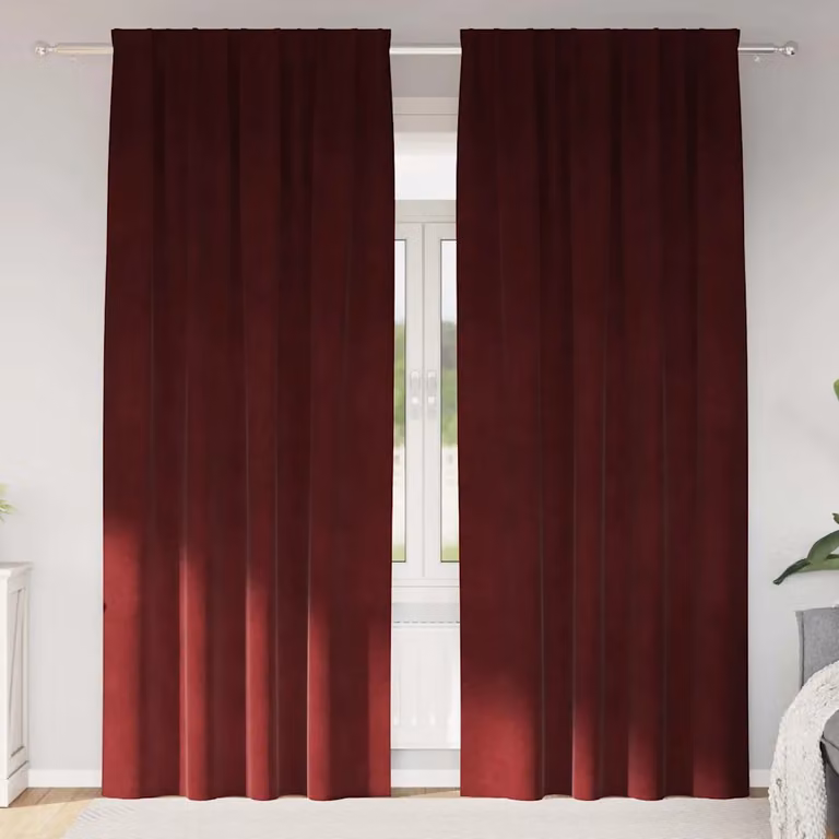 Set di 2 tende oscuranti vidaXL in velluto rosso, L: 140 cm, H: 260 cm