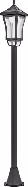 Lampione da giardino solare Outsunny con sensore crepuscolare e ancoraggio a terra, nero, L/P/H: 15 x 15 x 127 cm