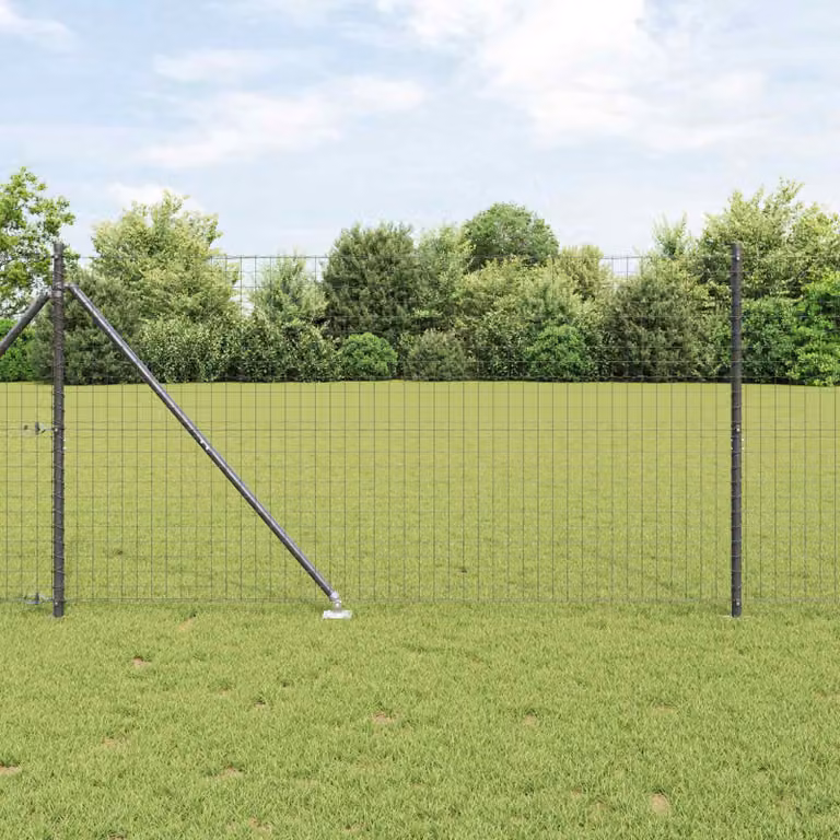 Set di 26 pali per recinzione rotondi vidaXL in acciaio zincato grigio con picchetto da terra, L/P/H: 3,2 x 3,2 x 185 cm