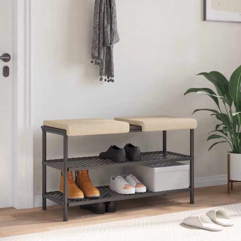 Set di 2 cuscini per panchina vidaXL in tessuto beige con antiscivolo e imbottitura in schiuma, Profondità: 35 cm
