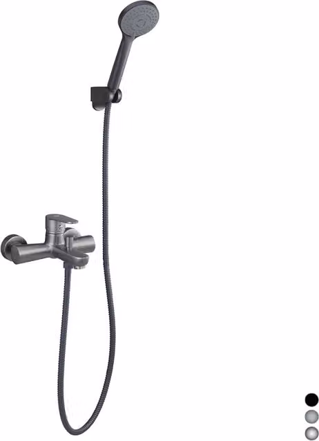 Miscelatore monocomando per vasca DH nero opaco con set doccia a vista