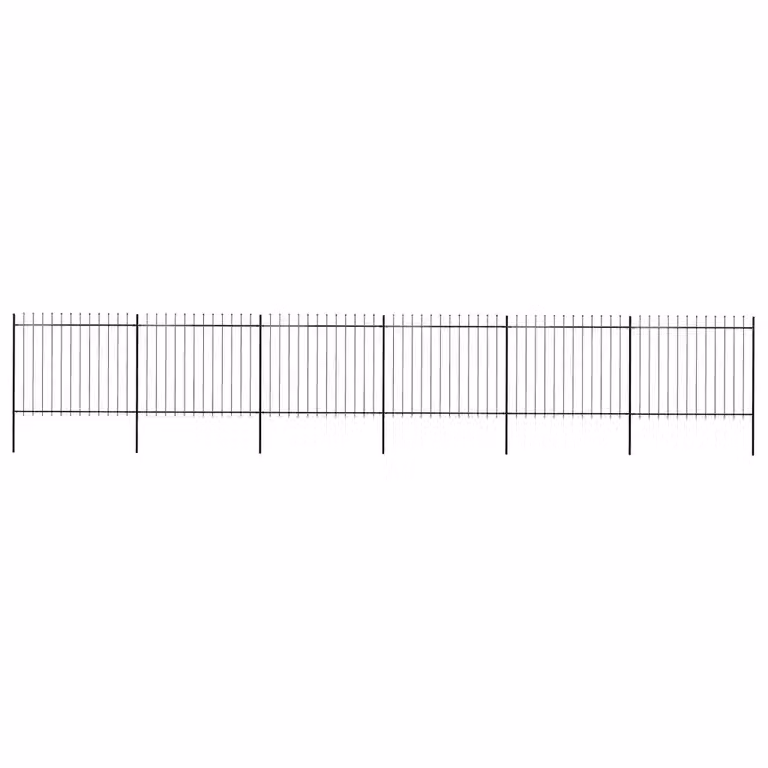 Recinzione da Giardino vidaXL in Acciaio con Punta a Lancia Nero H: 150 cm