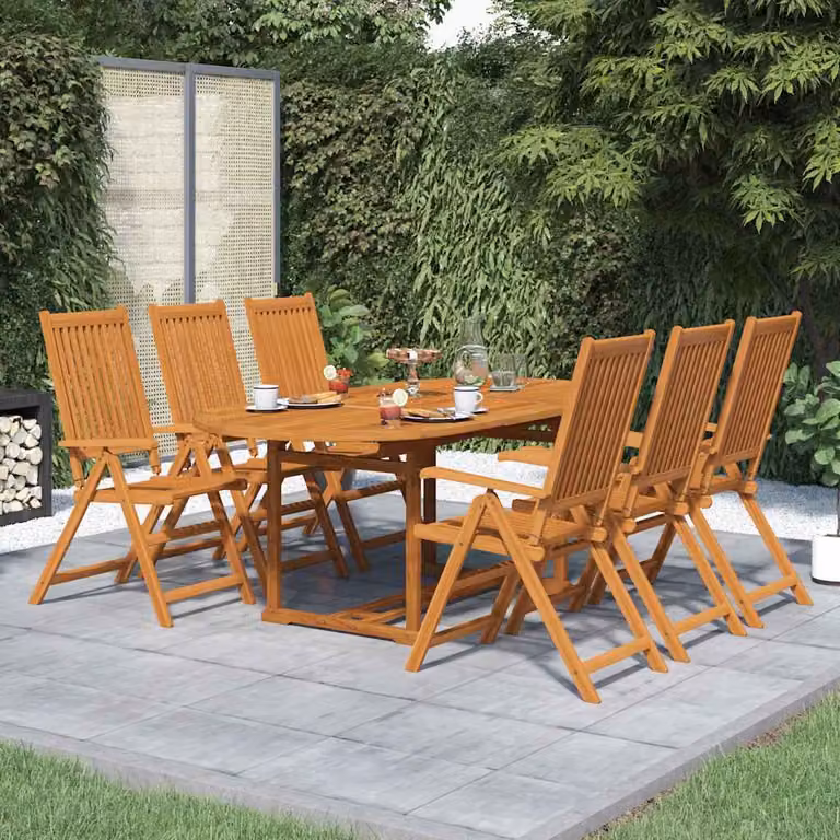 Set da pranzo da giardino vidaXL in legno di acacia marrone con tavolo estensibile e 7 pezzi