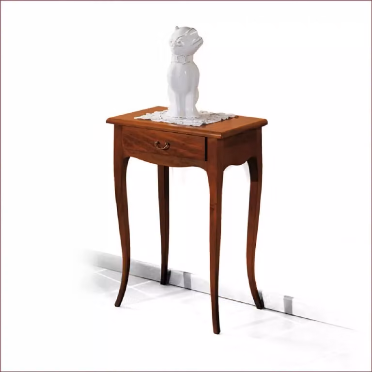 Consolle con 1 cassetto in legno massello Mobili2g colore marrone L: 57 cm, P: 39 cm, H: 78 cm