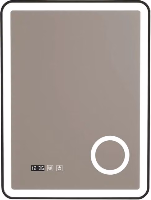 Specchio da bagno moderno rettangolare con LED dimmerabile e touch switch, nero, L: 80 cm, H: 60 cm