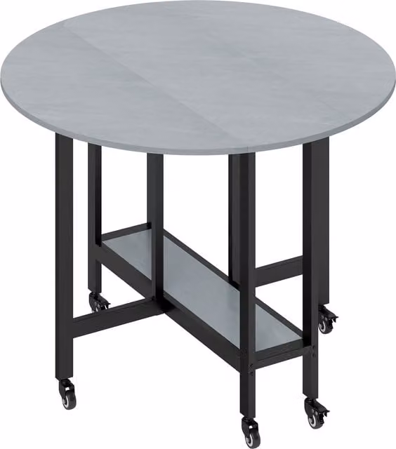 Tavolo da pranzo pieghevole HOMCOM con ruote e ripiano aperto, design moderno per cucina e spazi ridotti, L/P/H: 100 x 100 x 75 cm, Grigio Cemento