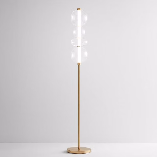 Lampada da terra LED Perenz Bubbles in metallo e vetro color oro e trasparente H: 170 cm
