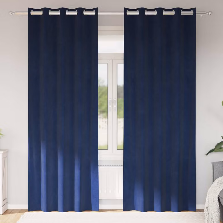 Set di 2 tende oscuranti vidaXL in velluto blu, L: 140 cm, H: 225 cm