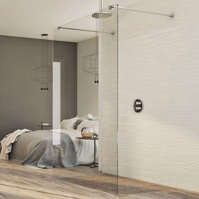 Parete doccia Walk in Free IDRALITE in vetro trasparente da 8mm, L: 100 cm, H: 198 cm