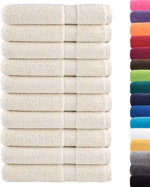 Set di 10 asciugamani vidaXL in cotone spugna beige, L: 100 cm x P: 200 cm, 600 g/m²