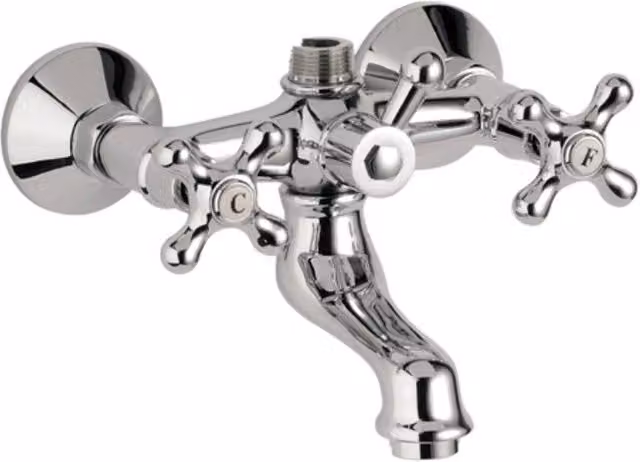 Rubinetto per vasca a incasso con deviatore e doppio comando Remer Serie Liberty in colore argento cromato