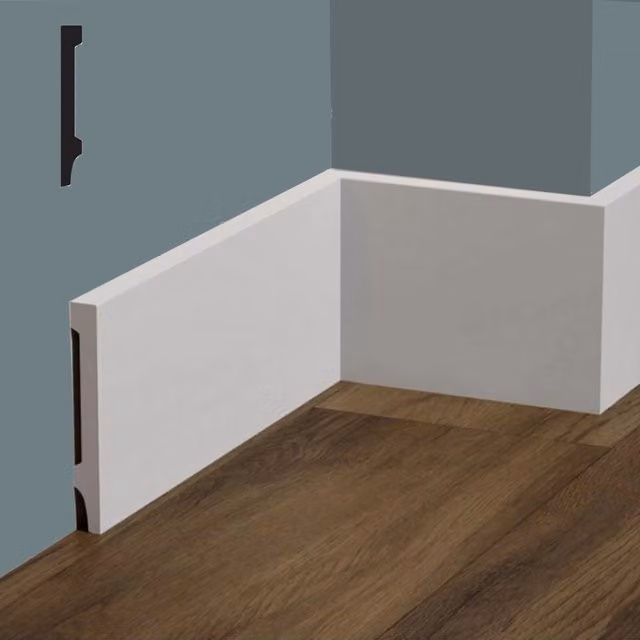 Battiscopa Diritto Squadrato FeelingWood-HD in Polimeri Eternal Parquet Bianco L: 120 cm, H: 1,2 cm, P: 0,12 cm