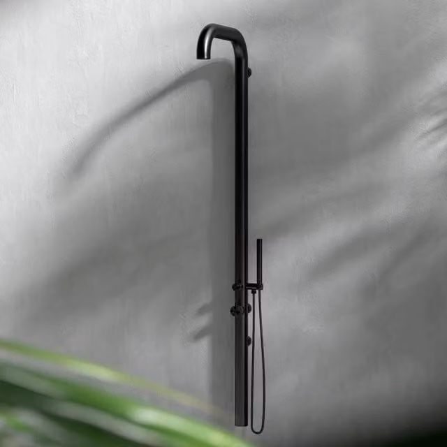 SINED Doccia a Parete con Colonna Rigida e Termostato in Acciaio Inox 316L, Colore Nero Opaco