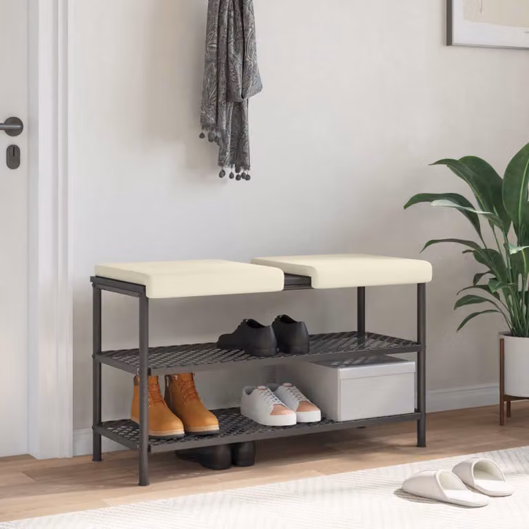 Set di 2 cuscini per panchina vidaXL in velluto beige con base antiscivolo e imbottitura in schiuma, L/P/H: 40 x 40 x 3,5 cm