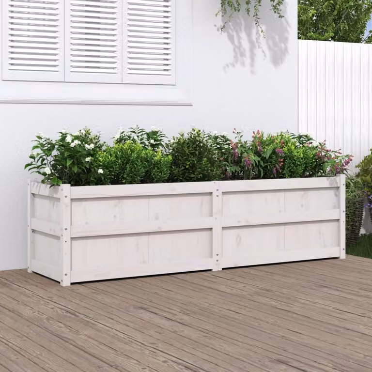 Fioriera da giardino vidaXL in legno di pino bianco L 180 x P 50 x H 50 cm