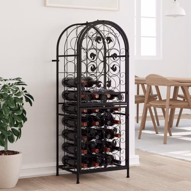 Portavini vidaXL per 41 Bottiglie in Metallo Nero L/P/H: 45 x 36 x 120 cm