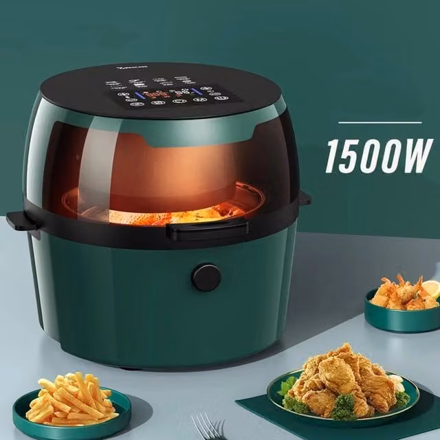 Friggitrice ad aria Andowl Q-g9l con finestra trasparente e display digitale, capacità 9 litri, colore verde