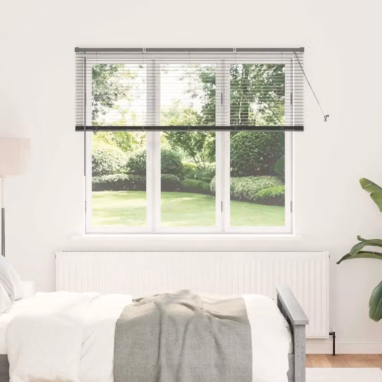 Tenda Veneziana vidaXL in Alluminio Grigio, L: 130 cm, H: 155 cm, Lamelle da 25 mm