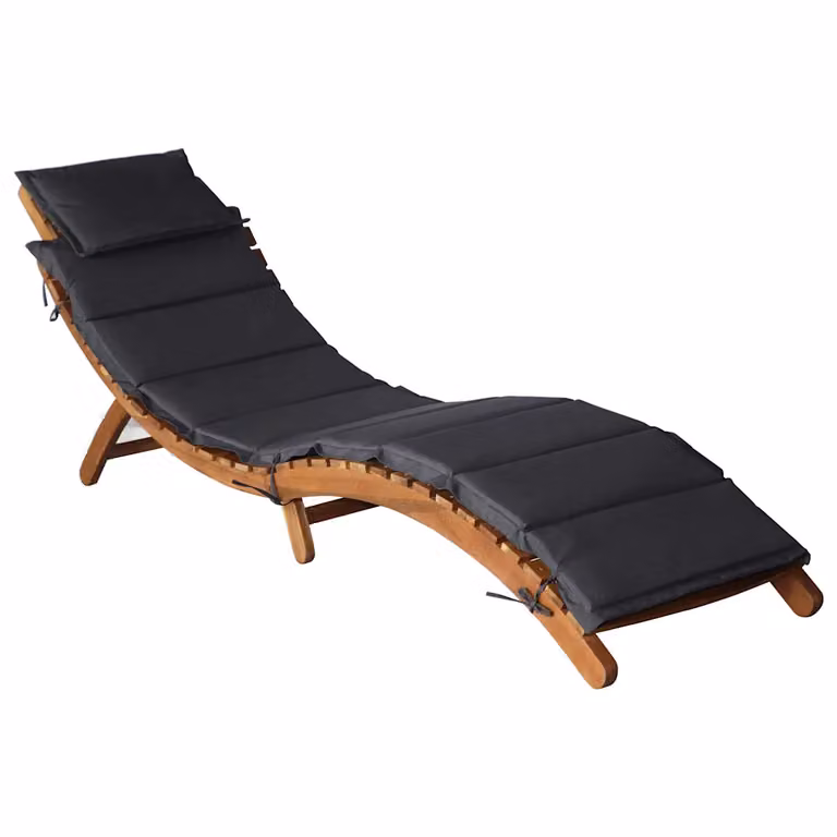 vidaXL Lettino prendisole in legno di acacia con cuscino resistente alle intemperie, colore grigio