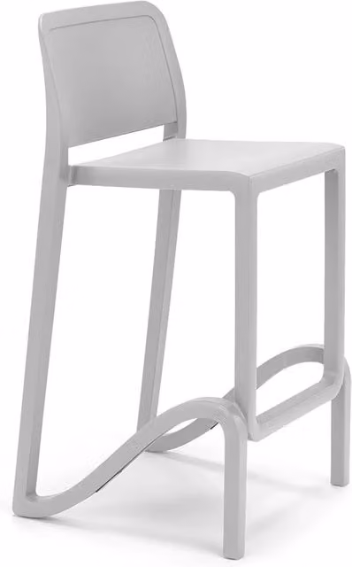 Sgabello moderno Redokasa in polipropilene bianco, impilabile e resistente ai raggi UV, ideale per cucina, giardino o sala da pranzo, altezza seduta: 65 cm