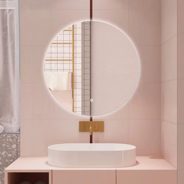 Specchio da bagno AICA con luce LED dimmerabile, interruttore touch e funzione memoria, L 80 cm x H 80 cm, bianco