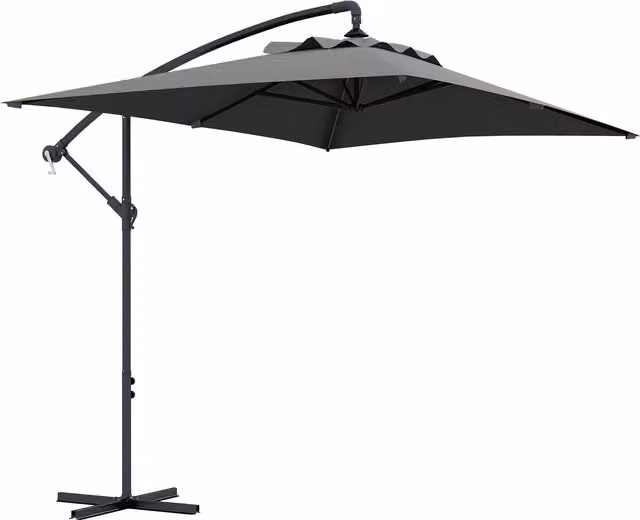 Ombrellone da Giardino Decentrato Outsunny con Base a Croce e Apertura a Manovella, Grigio