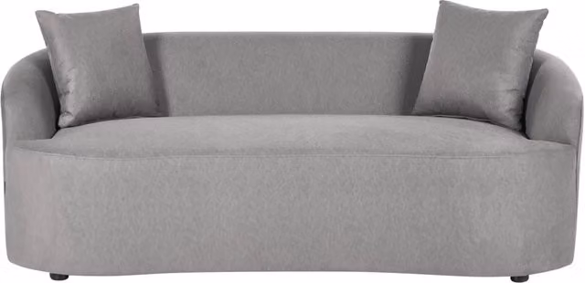 Divano Beliani a 2 posti con forma ovale e stile organico, rivestito in tessuto beige e grigio con struttura in legno massiccio, L: 175 cm, P: 80 cm, H: 68 cm