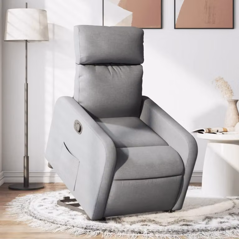 vidaXL Poltrona Alzapersona Reclinabile Grigio con Assistenza Elettrica e Braccioli in Tessuto
