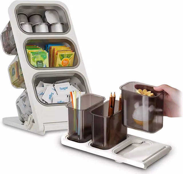 Organizer Salvaspazio Multiuso Avilia Home Bianco con 3 Contenitori Rimovibili