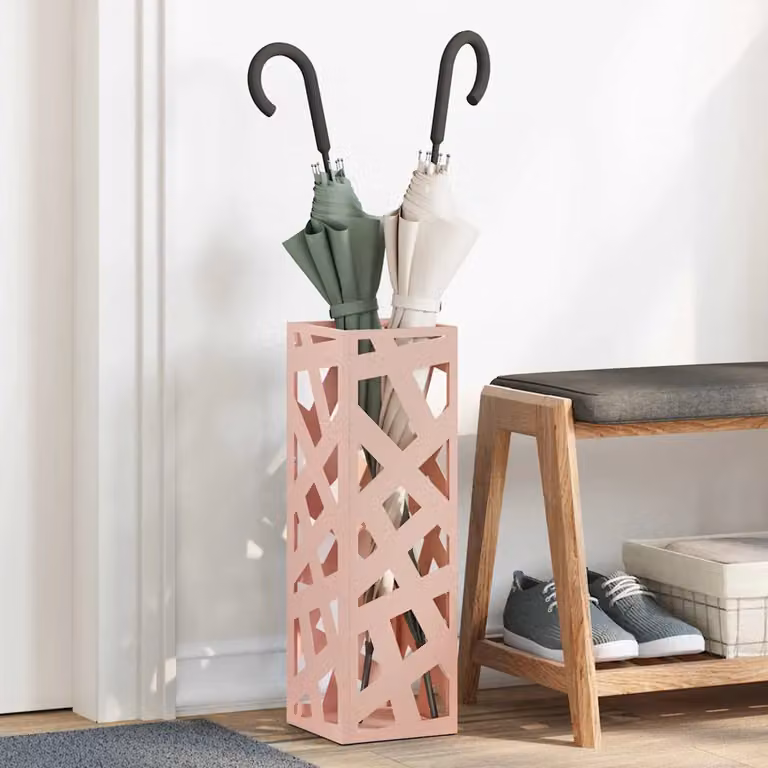 Stand per ombrelli da pioggia vidaXL in metallo rosa L/P/H: 15,5 x 15,5 x 49 cm