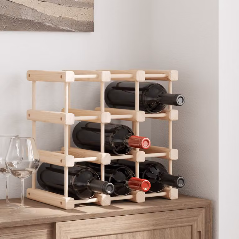 vidaXL Portabottiglie per 12 Bottiglie in Legno di Pino Massello, Colore Marrone/Beige, L/P/H: 36 x 23 x 36 cm