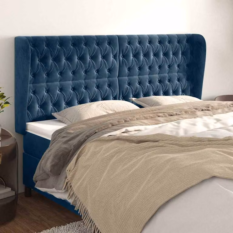 vidaXL Testiera ad Orecchio in Velluto Blu, L: 183 cm, P: 23 cm, H: 118-128 cm
