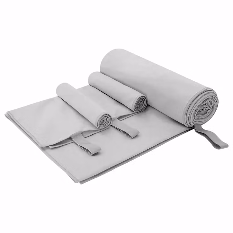 Set di 3 asciugamani sportivi in microfibra vidaXL, grigio, L: 210 cm x P: 100 cm