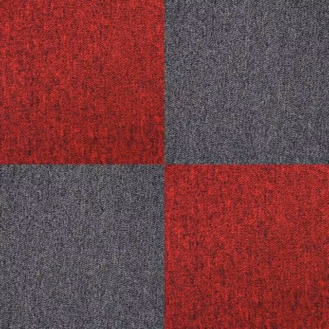 Moquette a quadrotte autoposanti MonsterShop, pacco da 20 pezzi, copre 5mq, colori nero e rosso, stile moderno, L/P: 50 x 50 cm