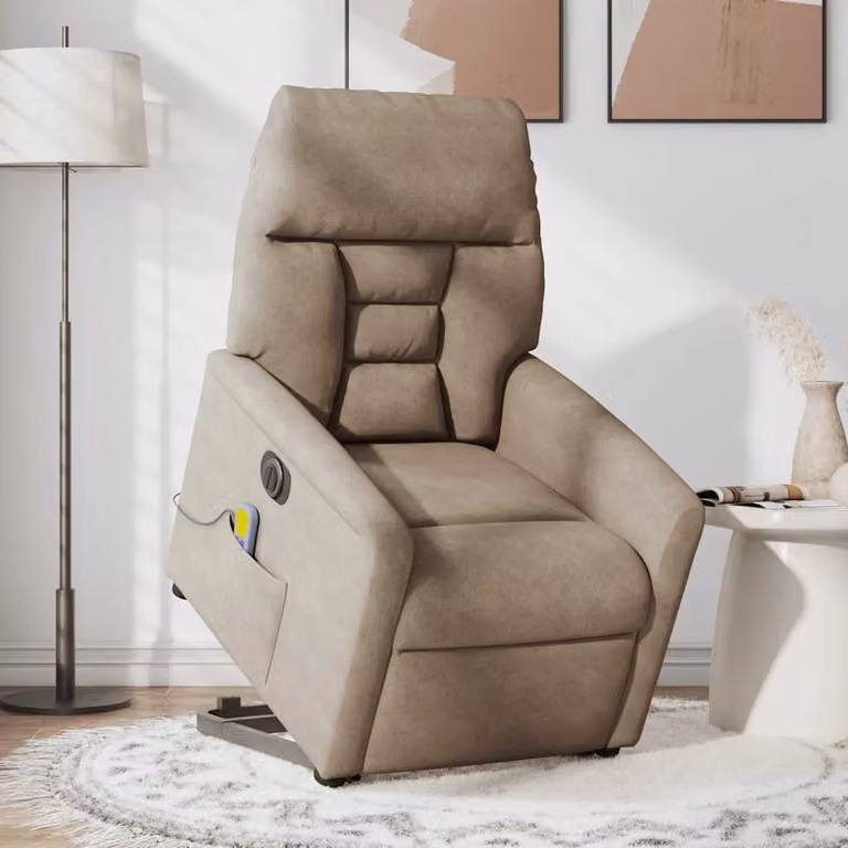 vidaXL Poltrona a Rialzo Reclinabile con Assistenza Elettrica per Anziani in Microfibra Beige o Grigio