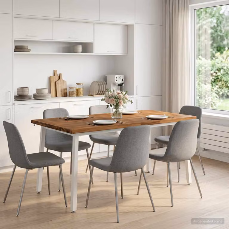 vidaXL Tavolo da pranzo rettangolare in legno di acacia con bordo vivo, L: 160 cm, P: 70 cm, H: 75 cm, Marrone e Bianco