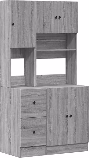 Mobile da cucina moderno HELLOSHOP26 in legno composito grigio opaco con ante e ripiani interni L/P/H: 95 x 50 x 180 cm