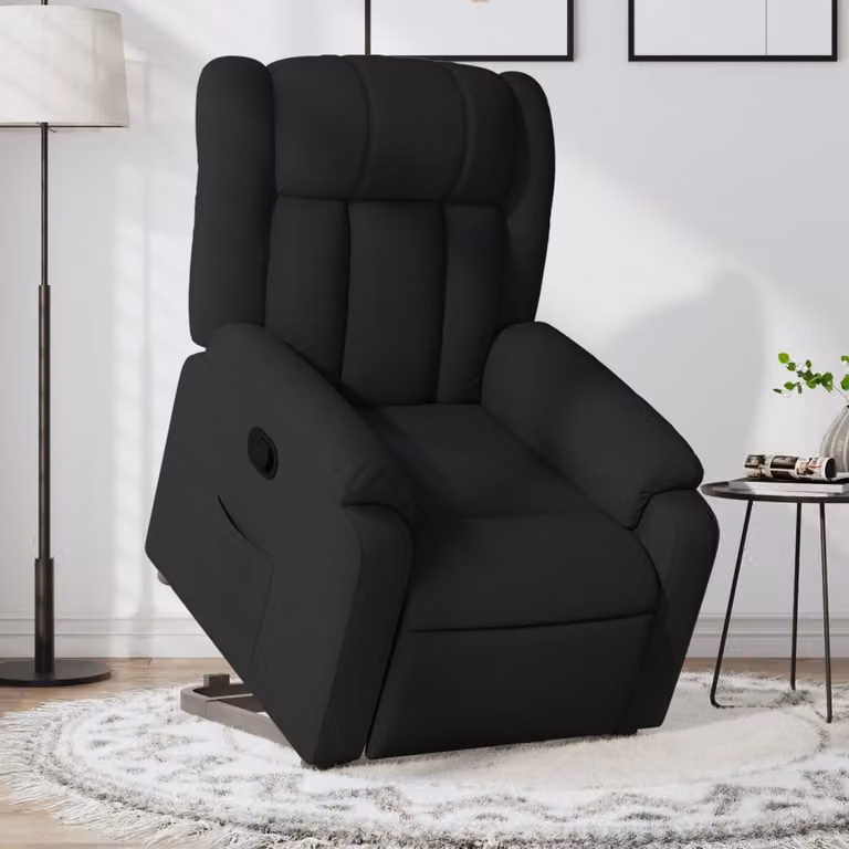 Poltrona Alzapersona Reclinabile vidaXL Nera in Tessuto con Assistenza Elettrica e Braccioli
