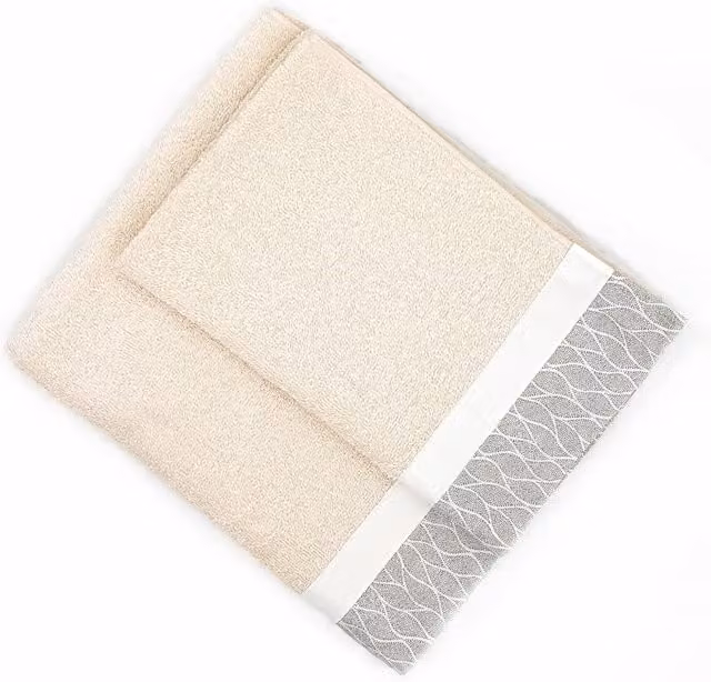Set di 2 asciugamani Ventotene Ipersan in cotone spugna color beige