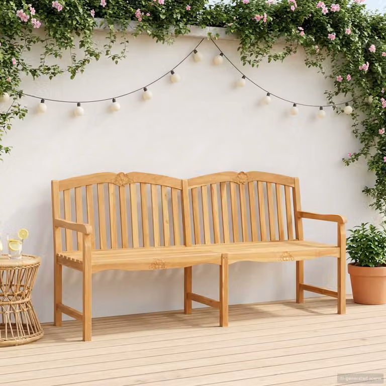 Panchina a conchiglia intagliata a mano vidaXL in legno di teak marrone L: 172 cm, P: 60 cm, H: 96 cm