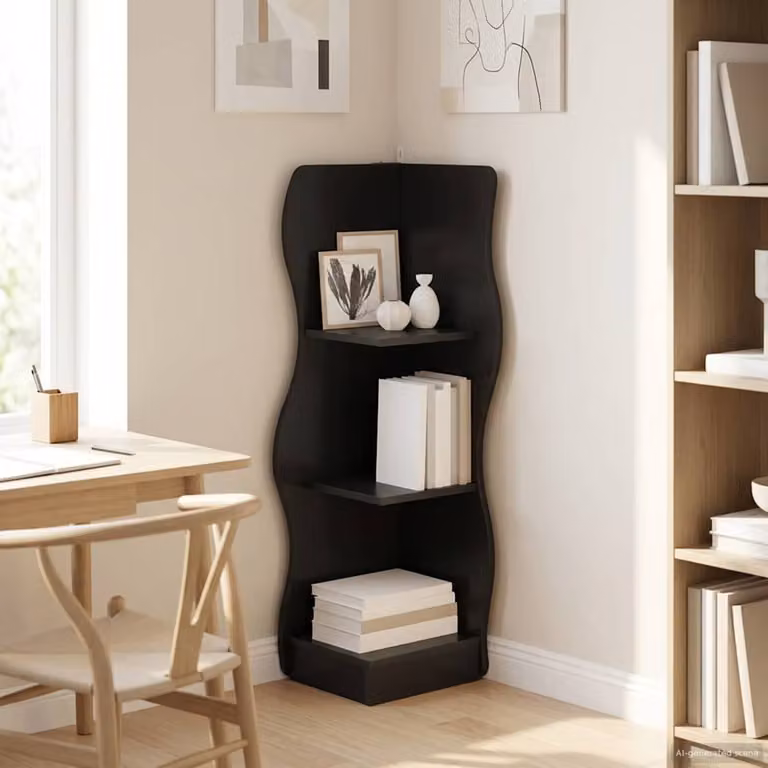 vidaXL Mensola angolare moderna in MDF Nero L: 34 cm, P: 33 cm, H: 102 cm