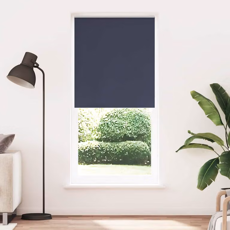 vidaXL Tenda a rullo oscurante termoisolante in poliestere, colore blu marino e argento, L: 100 cm, H: 230 cm