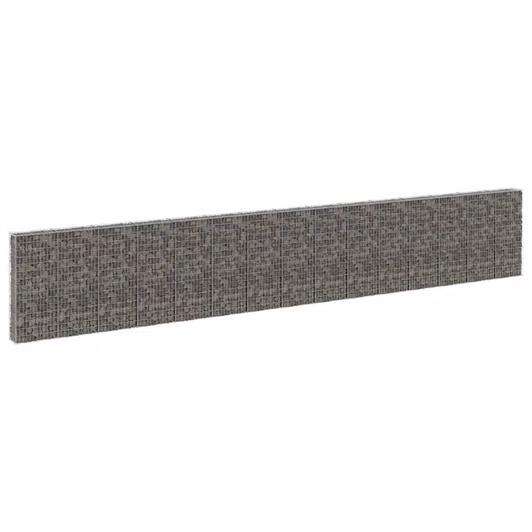 vidaXL Gabbione in acciaio zincato grigio con copertura, L 900 cm x P 30 cm x H 150 cm
