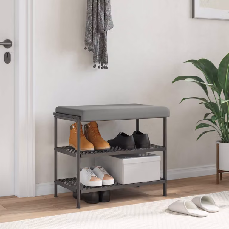 Cuscino per panchina vidaXL in velluto Grigio, rettangolare con base antiscivolo e imbottitura in schiuma, L: 60 cm, P: 38 cm, H: 3,5 cm
