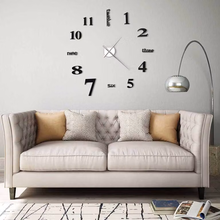 vidaXL Orologio da Parete Analogico 3D Moderno Nero 100 cm