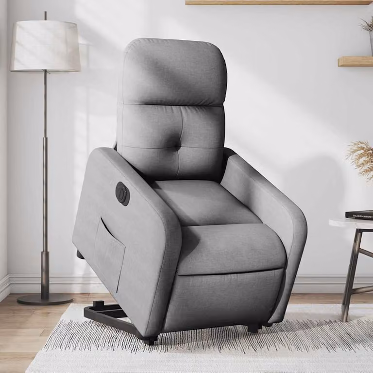 vidaXL Poltrona Reclinante Alzapersona Elettrica Grigio Chiaro in Tessuto
